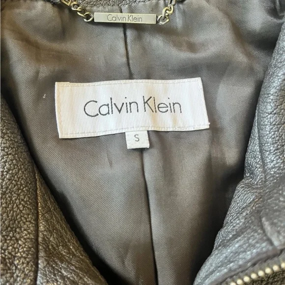 Calvin Klein Leather Moto Jacket Small - Picture 5 of 12